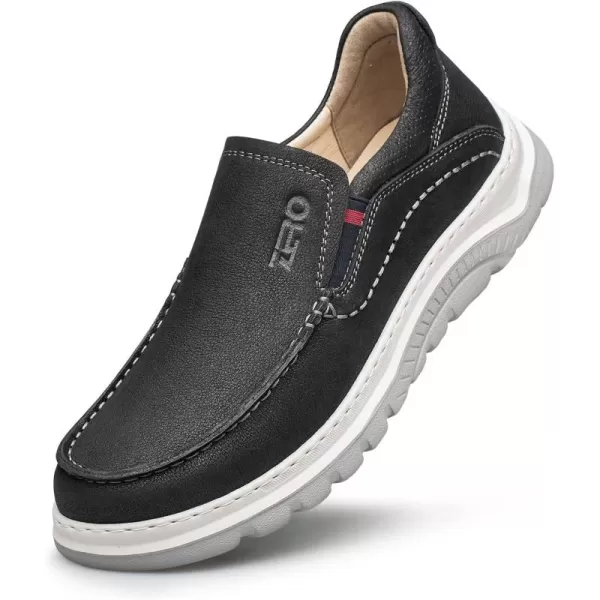 Mens Loafers ampamp Slipons Anti Slip Raised Sole Leather Shoes for Men R13173T23 SpringBlack