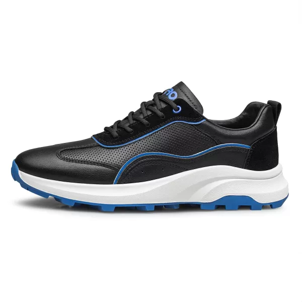 Mens Casual Breathable Sneakers with Genuine Leather and Thick SlipResistant Outsole Y1303123 SpringBlack