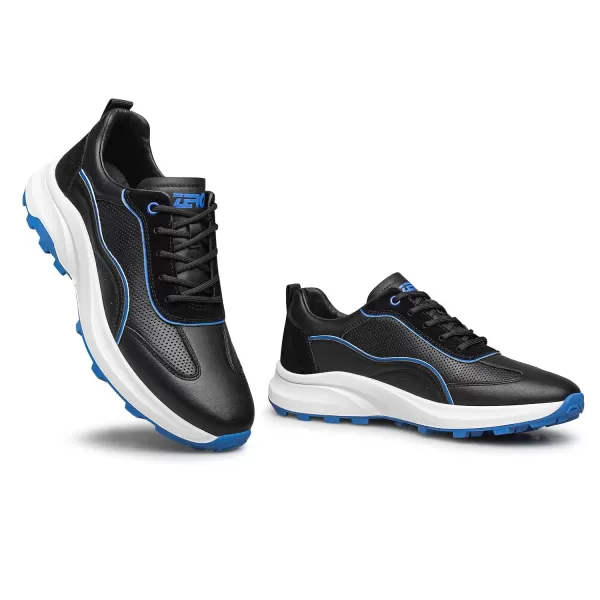 Mens Casual Breathable Sneakers with Genuine Leather and Thick SlipResistant Outsole Y1303123 SpringBlack