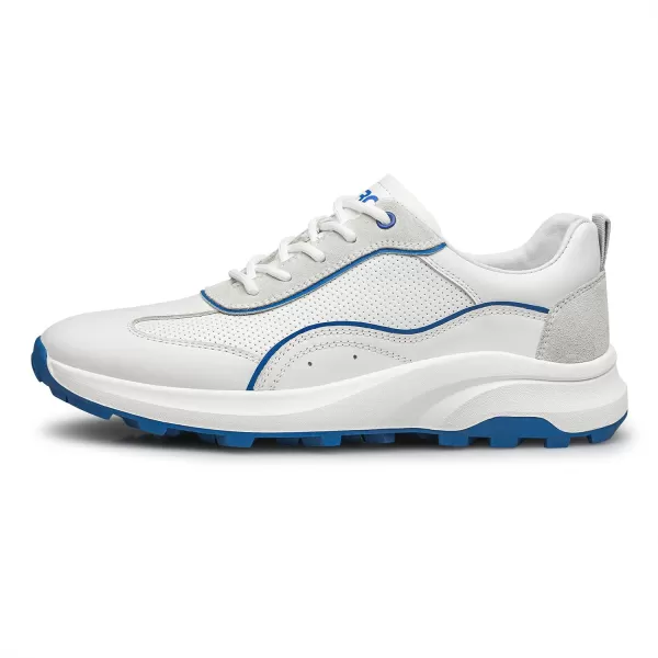 Mens Casual Breathable Sneakers with Genuine Leather and Thick SlipResistant Outsole Y1303123 SpringBlue