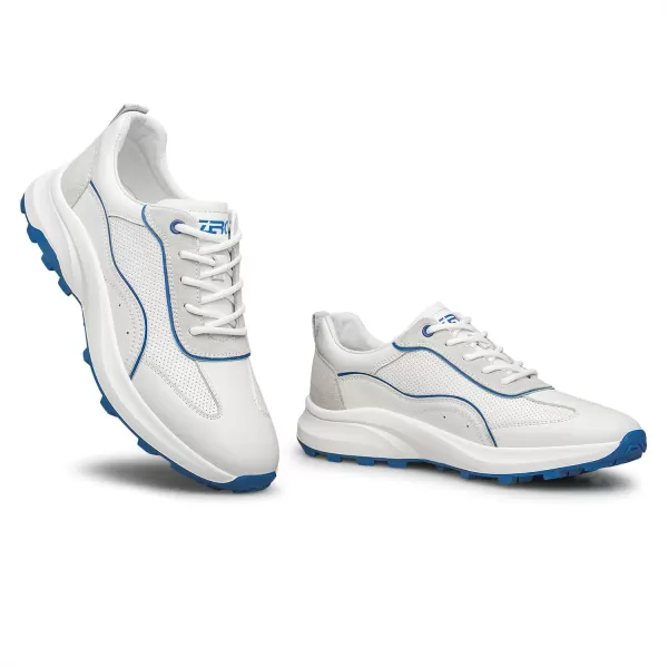 Mens Casual Breathable Sneakers with Genuine Leather and Thick SlipResistant Outsole Y1303123 SpringBlue