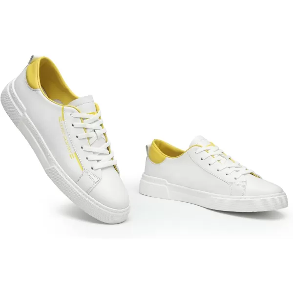 ZRO Mens Fashion Sneakers Slip on Wide Width Leather Walking Shoes for Men 22 ModelYellow