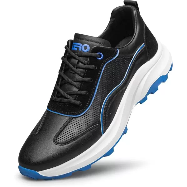 Mens Casual Breathable Sneakers with Genuine Leather and Thick SlipResistant Outsole Y1303123 SpringBlack