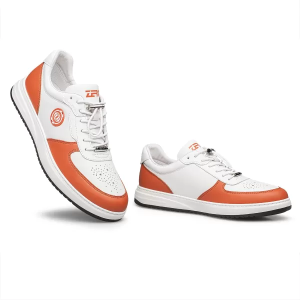 Mens Casual Sneakers with PullOn Laces Genuine Leather and SlipResistant Sole S1317123 SpringOrange