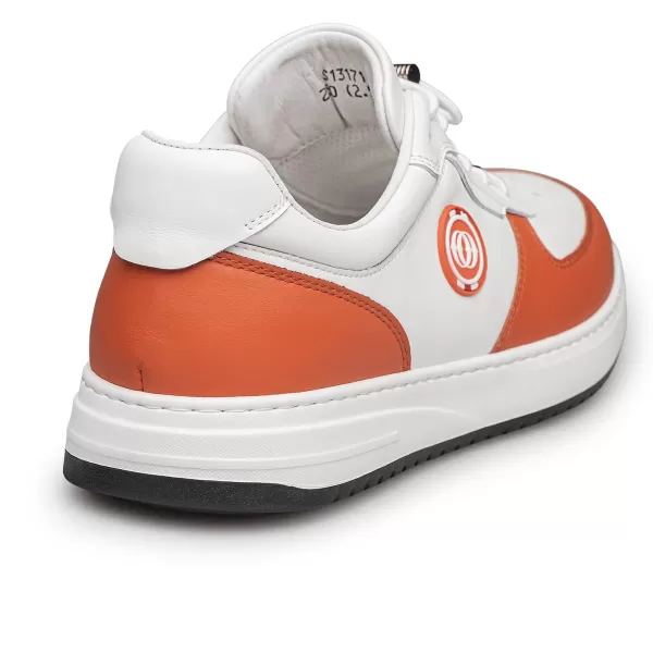 Mens Casual Sneakers with PullOn Laces Genuine Leather and SlipResistant Sole S1317123 SpringOrange