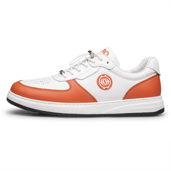 Mens Casual Sneakers with PullOn Laces Genuine Leather and SlipResistant Sole S1317123 SpringOrange