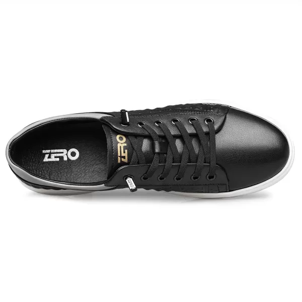 Mens Sneakers Argyle Pattern Fashionable Genuine Leather Thick Sole NonTied Shoe Strap S1213 22 AutumnBlack