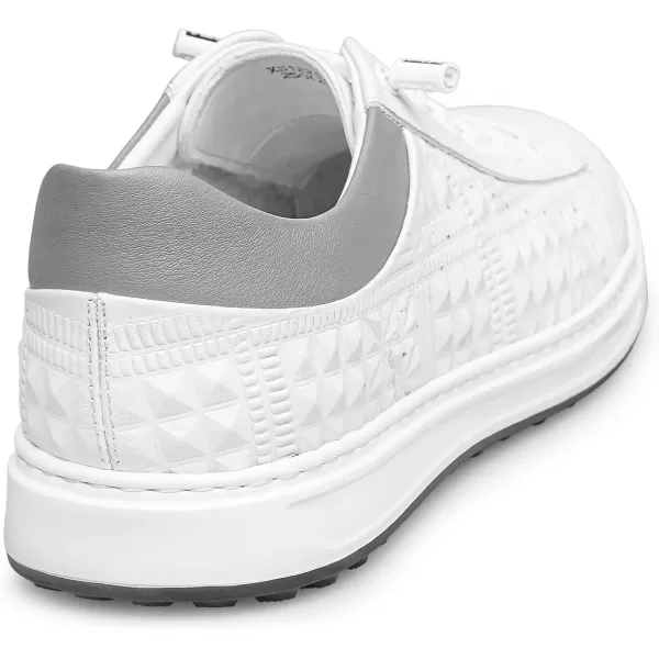 Mens Sneakers Argyle Pattern Fashionable Genuine Leather Thick Sole NonTied Shoe Strap S1213 22 AutumnWhite