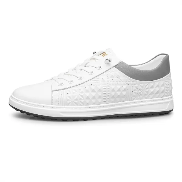 Mens Sneakers Argyle Pattern Fashionable Genuine Leather Thick Sole NonTied Shoe Strap S1213 22 AutumnWhite