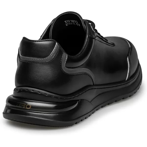 Mens Sneakers Casual Shoes Lace up Round Head Lightweight Leather Versatile Shoes Men XYF1855 24 SpringBlack