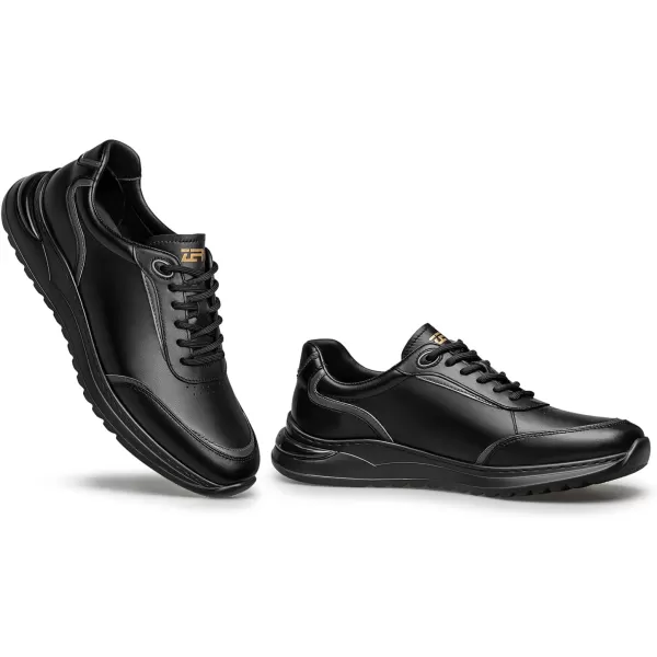 Mens Sneakers Casual Shoes Lace up Round Head Lightweight Leather Versatile Shoes Men XYF1855 24 SpringBlack