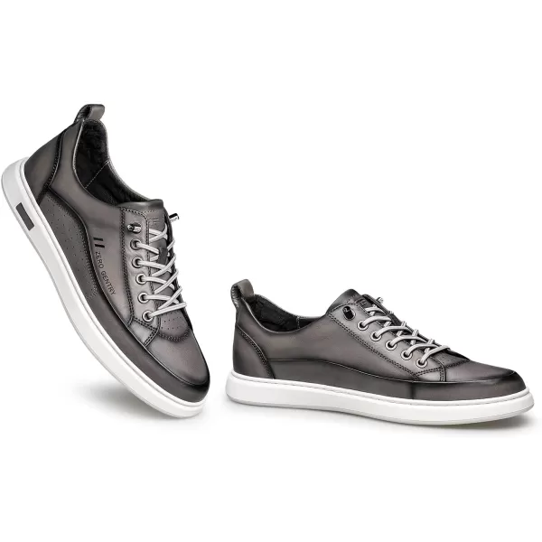Mens Vintage Style Sneakers Casual Wide Width Leather Work Shoes for Men 22 ModelSilvergray