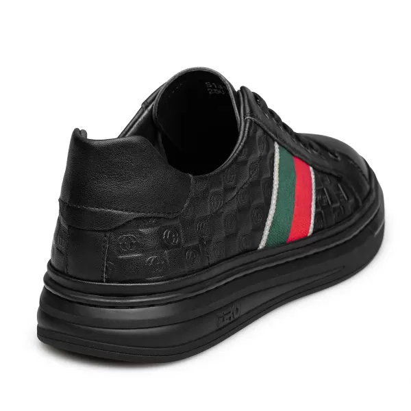 Mens fashion sneakers simple Casual Cowhide S1310023 SpringBlack