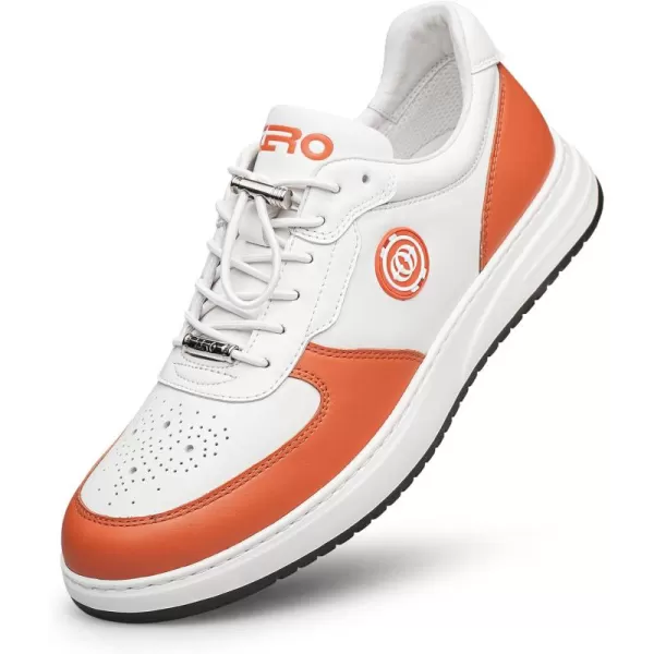 Mens Casual Sneakers with PullOn Laces Genuine Leather and SlipResistant Sole S1317123 SpringOrange