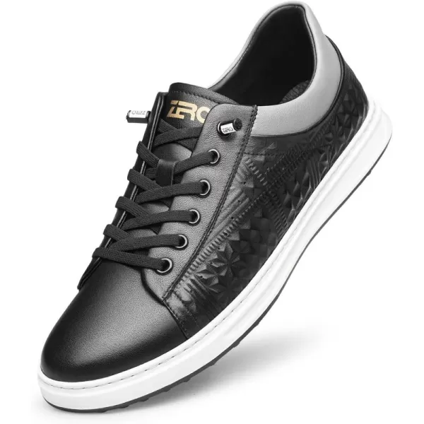 Mens Sneakers Argyle Pattern Fashionable Genuine Leather Thick Sole NonTied Shoe Strap S1213 22 AutumnBlack