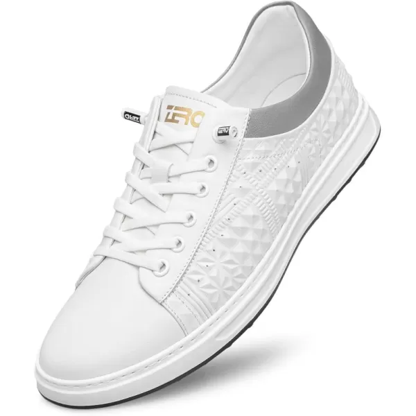 Mens Sneakers Argyle Pattern Fashionable Genuine Leather Thick Sole NonTied Shoe Strap S1213 22 AutumnWhite