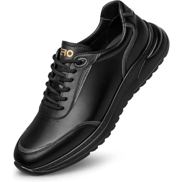 Mens Sneakers Casual Shoes Lace up Round Head Lightweight Leather Versatile Shoes Men XYF1855 24 SpringBlack