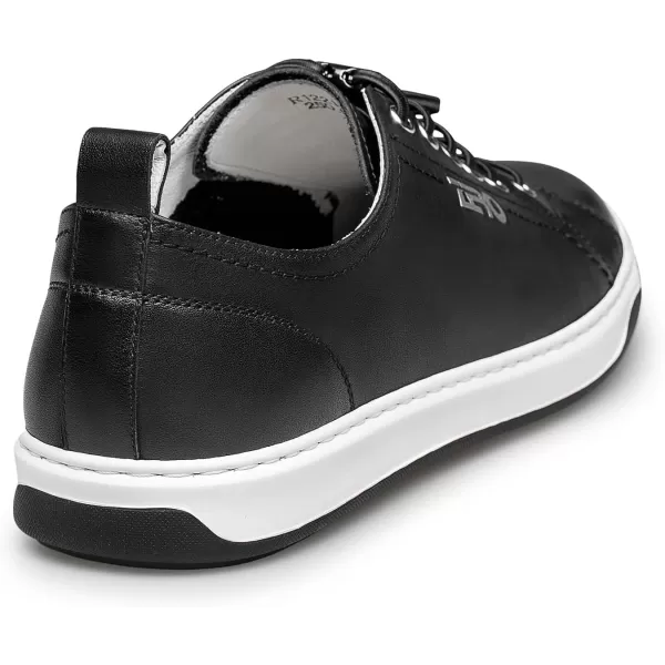 Mens Genuine Leather no tie Sneakers Recreational Shoes for Men 22 ModelBlack