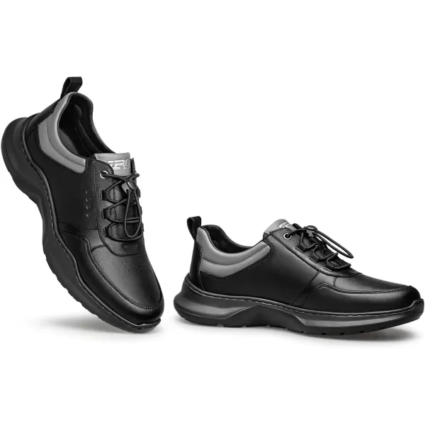 Mens fashion Sneakers Genuine Leather Simple Design easy walking shoes YF1823 24 SpringBlack