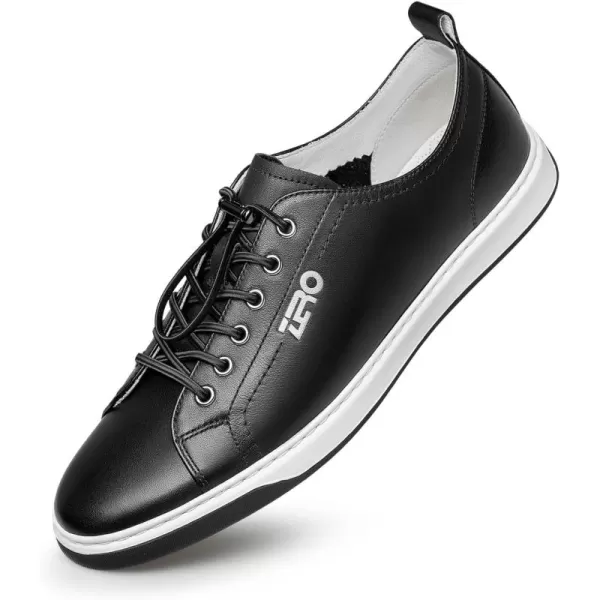 Mens Genuine Leather no tie Sneakers Recreational Shoes for Men 22 ModelBlack
