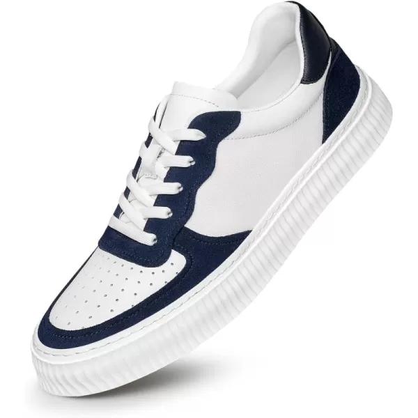 ZRO Mens Leather Sneakers White Fashion Casual Shoes for Men 22 ModelBlue