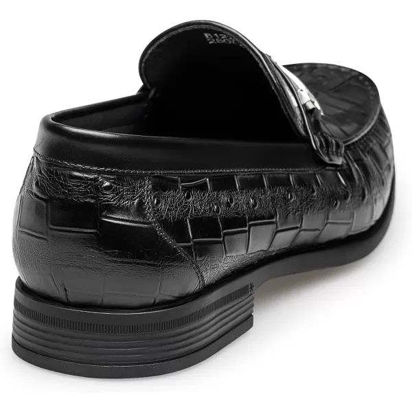 Loafer Mens Genuine Leather Bit Type Casual Crocodile Pattern B1223600AutumnBlack
