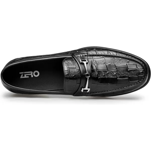 Loafer Mens Genuine Leather Bit Type Casual Crocodile Pattern B1223600AutumnBlack