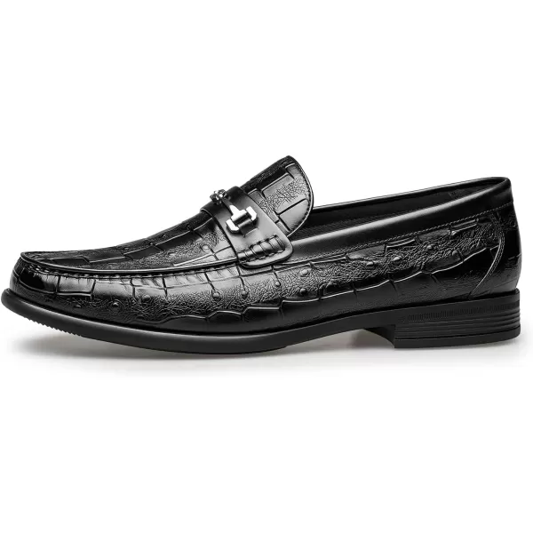 Loafer Mens Genuine Leather Bit Type Casual Crocodile Pattern B1223600AutumnBlack