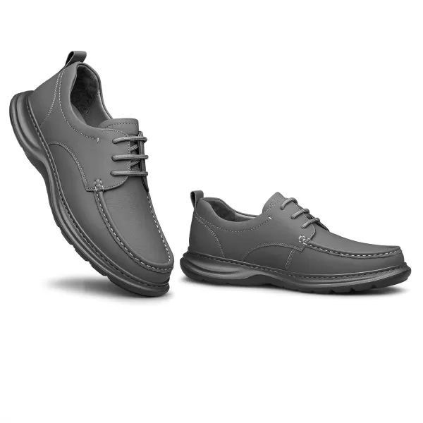 Mens Stylish Athletic Shoes  Genuine Leather Casual Soft Rubber Outsole D33395X 23 WinterGrey