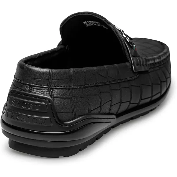 ZRO Mens Loafers ampamp Slipons Alligator Pattern Casual with horesbit N1309523 SpringBlack