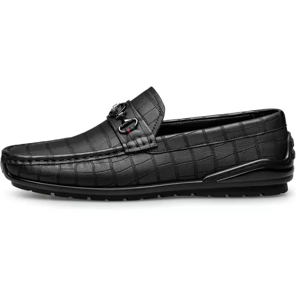 ZRO Mens Loafers ampamp Slipons Alligator Pattern Casual with horesbit N1309523 SpringBlack