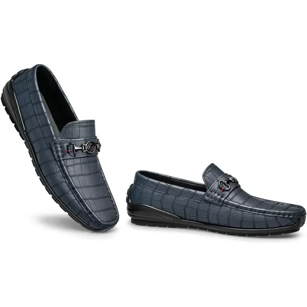 ZRO Mens Loafers ampamp Slipons Alligator Pattern Casual with horesbit N1309523 SpringBlue