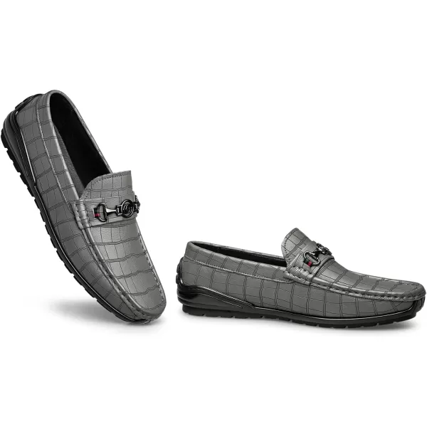 ZRO Mens Loafers ampamp Slipons Alligator Pattern Casual with horesbit N1309523 SpringGrey