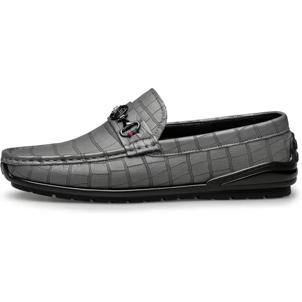 ZRO Mens Loafers ampamp Slipons Alligator Pattern Casual with horesbit N1309523 SpringGrey