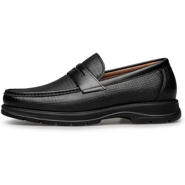 ZRO Mens Penny Loafers Casual Leather Shoes for Men XDF1837 24 SpringBlack