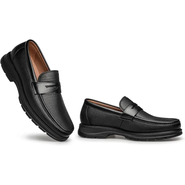 ZRO Mens Penny Loafers Casual Leather Shoes for Men XDF1837 24 SpringBlack
