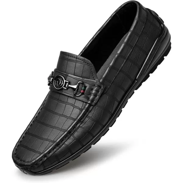 ZRO Mens Loafers ampamp Slipons Alligator Pattern Casual with horesbit N1309523 SpringBlack