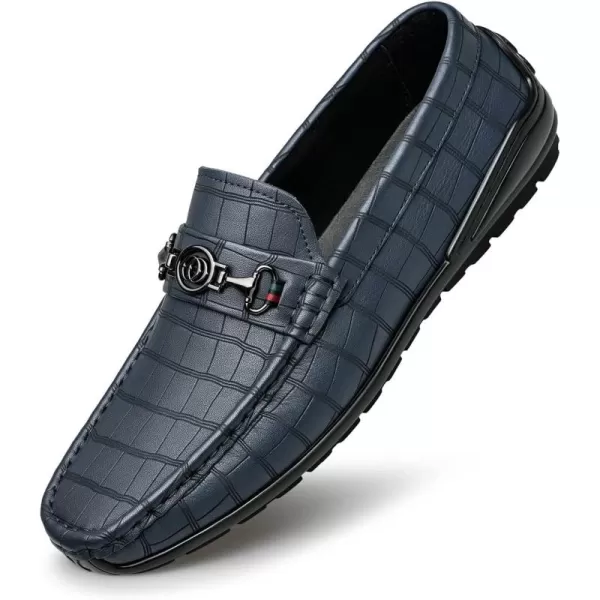 ZRO Mens Loafers ampamp Slipons Alligator Pattern Casual with horesbit N1309523 SpringBlue
