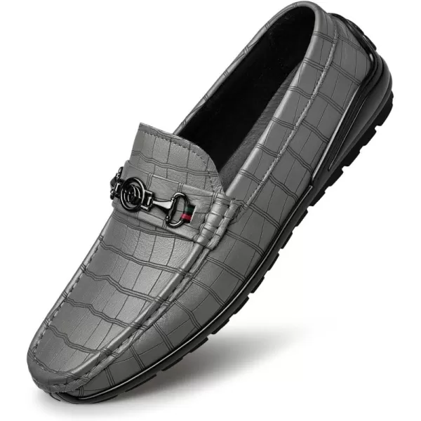 ZRO Mens Loafers ampamp Slipons Alligator Pattern Casual with horesbit N1309523 SpringGrey