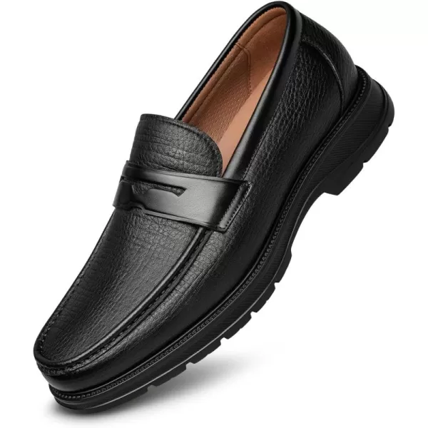 ZRO Mens Penny Loafers Casual Leather Shoes for Men XDF1837 24 SpringBlack