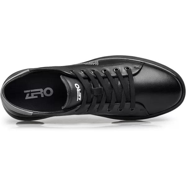 ZRO Mens Leather Sneakers White Tennis Shoes Lowtop Fashion Sneakers Casual Shoe for MenBlack