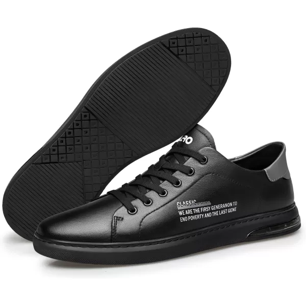 ZRO Mens Leather Sneakers White Tennis Shoes Lowtop Fashion Sneakers Casual Shoe for MenBlack