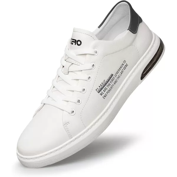 ZRO Mens Leather Sneakers White Tennis Shoes Lowtop Fashion Sneakers Casual Shoe for MenWhite