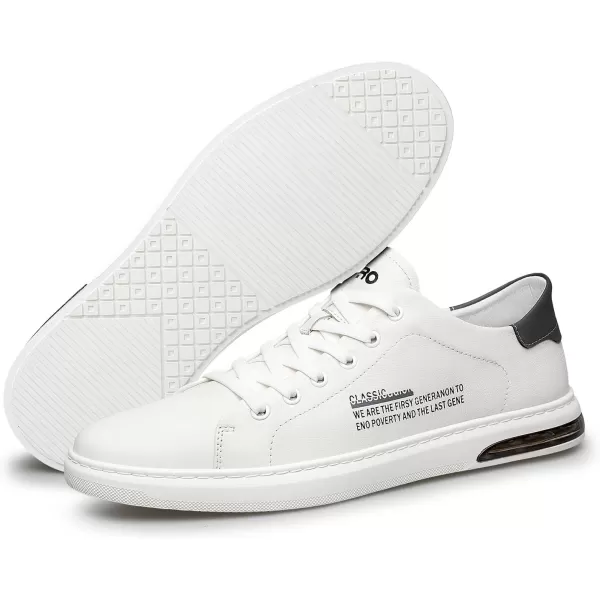 ZRO Mens Leather Sneakers White Tennis Shoes Lowtop Fashion Sneakers Casual Shoe for MenWhite