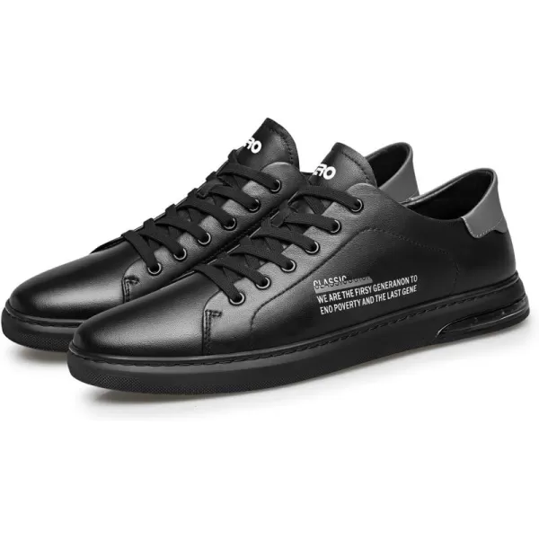 ZRO Mens Leather Sneakers White Tennis Shoes Lowtop Fashion Sneakers Casual Shoe for MenBlack