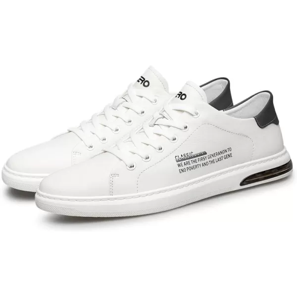 ZRO Mens Leather Sneakers White Tennis Shoes Lowtop Fashion Sneakers Casual Shoe for MenWhite