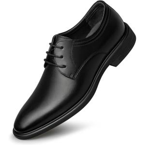 imageZRO Mens Light Luxury Soft Fashion Business Casual Shoes Lightweight and Comfortable Lace up Four Seasons Versatile Mens Formal ShoesBlack