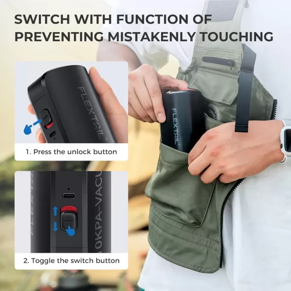 FLEXTAILGEAR 10 kPa Vacuum Pump for SelfInflatable Air Mattress Portable Electric Air Pump Vacuum for Vacuum Bags for Clothing Camping USB C Rechargeable Vacuum Pump Battery