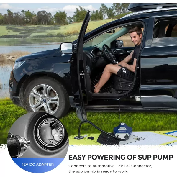FLEXTAILGEAR 20PSI SUP Electric Air Pump 12V Dual Stage Inflation ampamp Deflation with Digital Display for Stand Up Paddle Board Kayak boats Yoga ball Inflatable Tent Inflatable Accessories