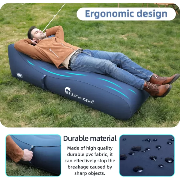 FLEXTAILGEAR Automatic Inflatable Couch Portable Lounger Chair with Built in Pump Ergonomic Design Blow Up Sofa Bed with Emergency Power Supply for Camping Beach Traveling Hiking Backyard